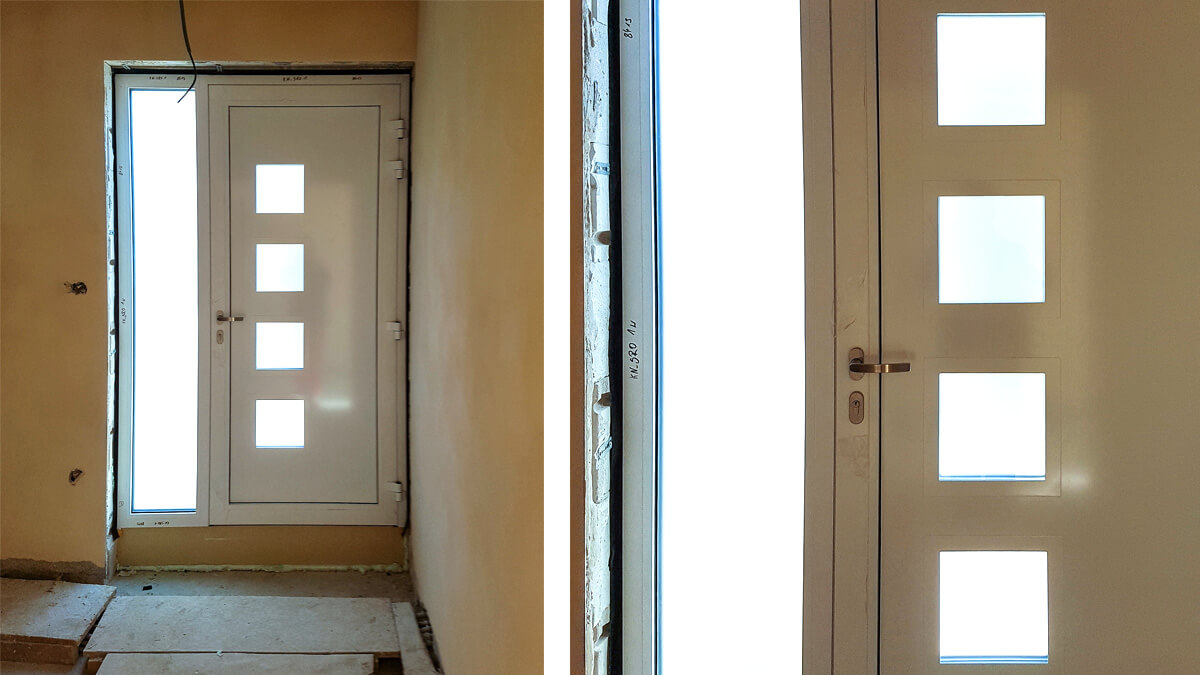 Vchodové hliníkové dvere AV-450 do rodinnného domu v Považskej Bystrici